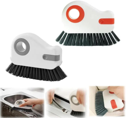 2 in 1 Groove Cleaning Brush, Window Track Cleaning Tools (Orange, 1pcs) | Multifunctional Hard Bristle Window Track Cleaner with Hidden Scraper