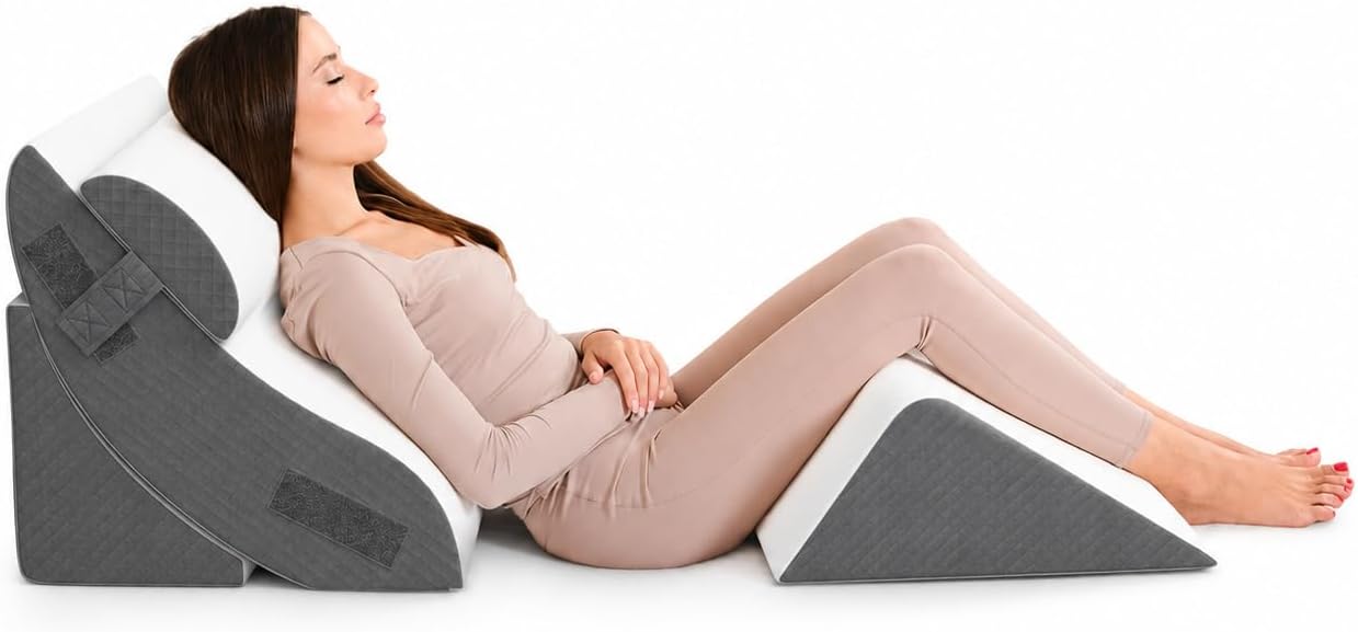 Kolbs Leg Elevation Pillow for After Surgery | Flat Top Bed Wedge Bolster Pillow for Legs | Foot, Knee, Ankle Elevation Post Surgery (Flat Top 7" Height)