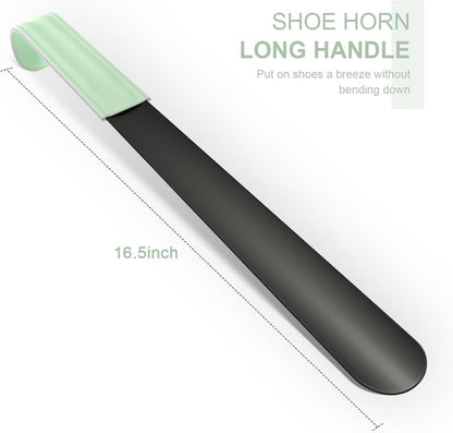 16.5 Inch Long Handle Shoe Horn for Seniors Men Women Kids, Metal Shoe Horns for Boots