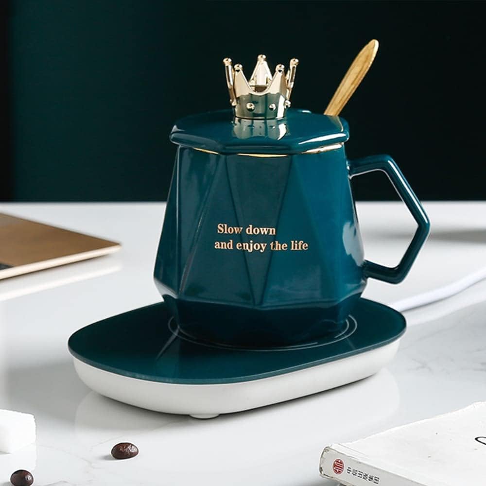 Coffee Warmer for Desk with Mug Set. Birthday Gifts Graduation Gifts for Woman. Coffee Cup Warmer with Automatic Shut Off, Heated Coffee Mug. Drink Warmer for Cocoa, Tea, Milk (Pink)