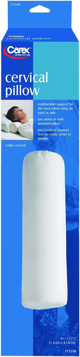 Carex Cervical Pillow with Memory Foam for Neck Support and Neck Pain Relief - Orthopedic, Ergonomic Neck Roll Pillows for Sleeping on Your Back or Side