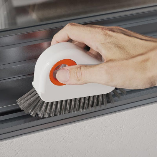 2 in 1 Groove Cleaning Brush Window Track Cleaning Tools, 2025 New Multifunction Hard Bristle Crevice Cleaner Brush with Hidden Scraper, Grout Cleaner Grip Brush for Sliding Door Track