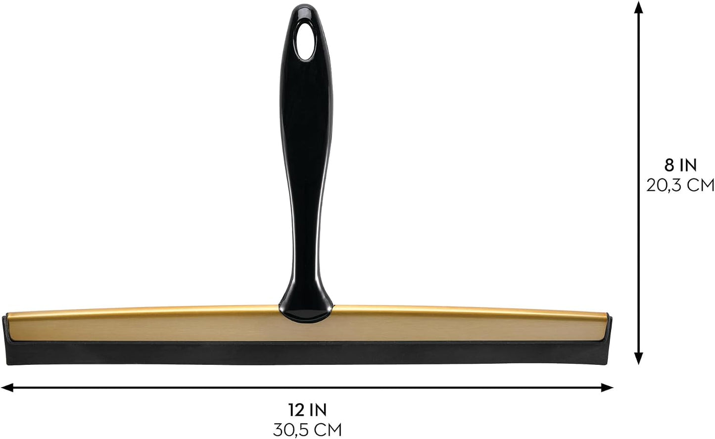 iDesign Zia Metal and Plastic Bathroom Squeegee for Shower, Glass Doors, Floors, Mirrors, with Suction Hook Holder , 12 Inches, Clear and Stainless Steel | Wall Hook Included