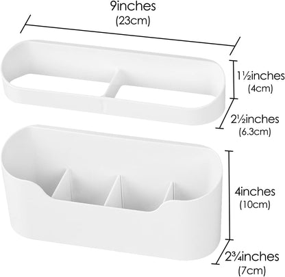 Wall Mount Umbrella Stand Holder, Modern Entryway Organizer with Drip Tray for Wet Umbrellas, Compact & Space-Saving Storage Rack for Home & Office (White)