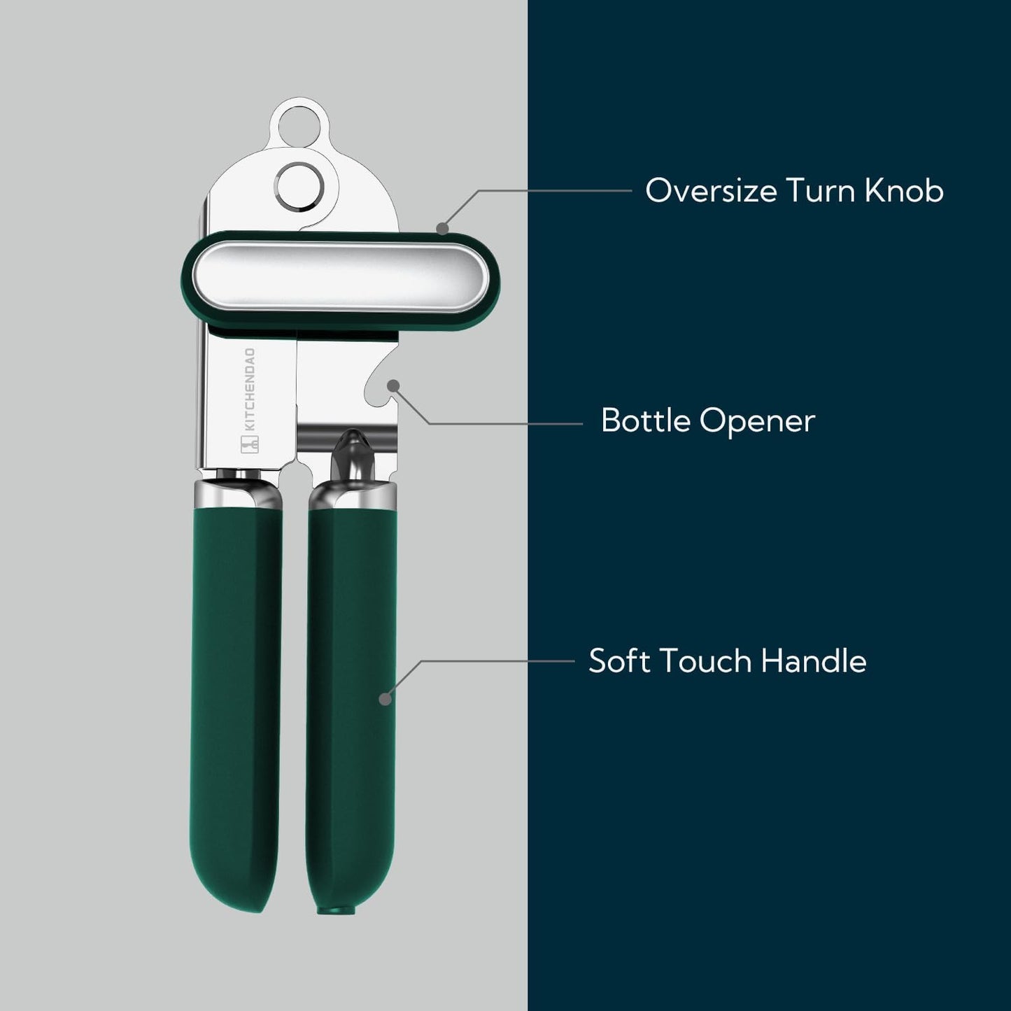 KITCHENDAO Manual Can Opener, Super Sharp Sandvik 12C27 Blade, Handheld Can Opener with Magnet, Smooth Edge Cut, Soft Grip, Oversized Knob for Seniors & Arthritis, Easy to Use, Black