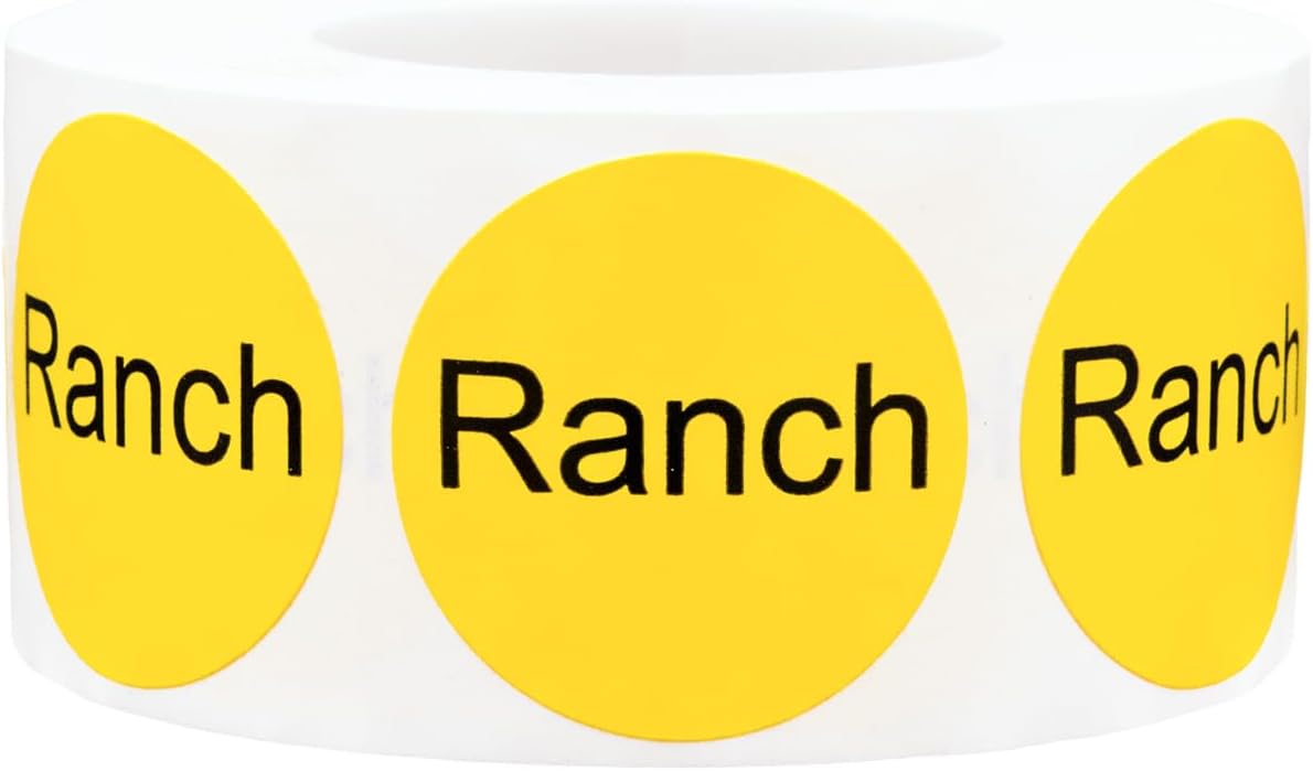 Yellow with Black Carnitas Circle Dot Adhesive Stickers, 1 Inch Round Labels, 500 Total Stickers