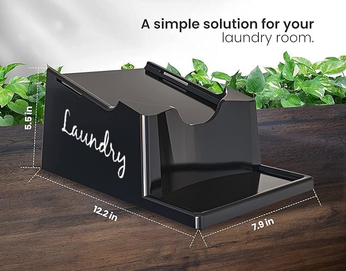 Skywin Liquid Laundry Detergent Holder Stand - 1 Pack - Black with Print | Easy Pouring, Rubber Feet, Angled Stand, Fabric Softener Dispenser for Laundry Room Organization & Storage