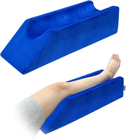 Leg Elevation Wedge Pillow Knee Leg Rest Pillow for Sleeping Post Surgery Knee Support Foam Bed Wedges Legs Bolster Foot Elevation After Surgery Pillow Positioning Wedge Cushion (Blue, 65cm Long)