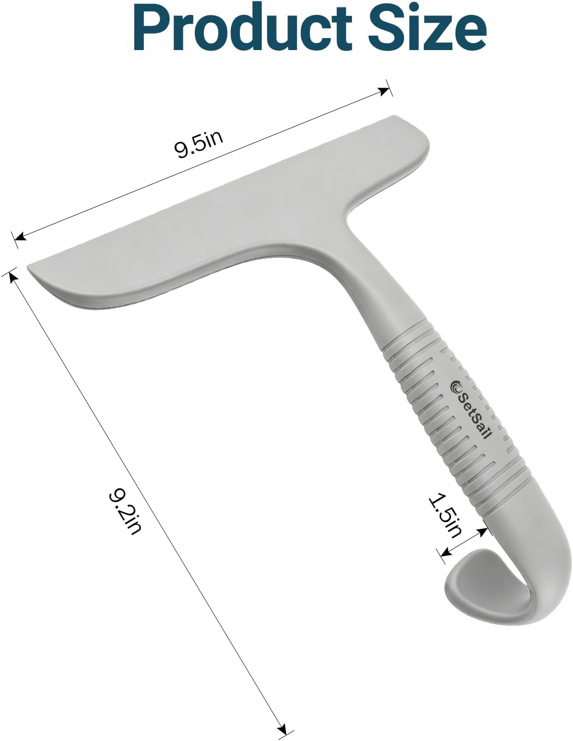 SetSail Shower Squeegee for Glass Doors,One-piece All Silicone Squeegee | Streak-Free Bathroom Squeegee for Shower Glass Window Mirror Tile Wall, Built-in Hook, Ergonomic Grip, Black（9.5-inch）