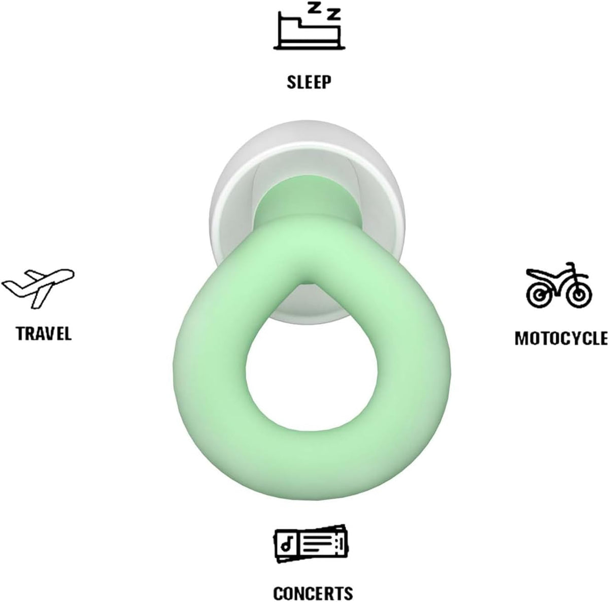 Silicone Ear Plugs for Noise Reduction, Reusable Ear Plugs for Sleeping Noise Cancelling, Concerts, Motorcycle, Travel & Hearing Protection NRR 33dB - 8 Ear Tips in XS/S/M/L, Black