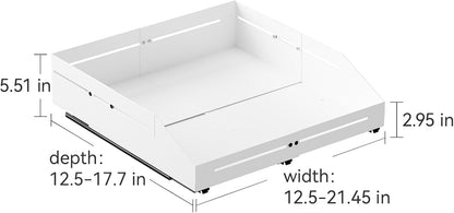 Pull out Cabinet Organizer, Full Metal Expandable Width (14.8"-20.8") & Depth (12.4"-17.7") Adjustable Slide out Drawers, No Drill Adhesive Roll out Shelves for Kitchen Pantry, White