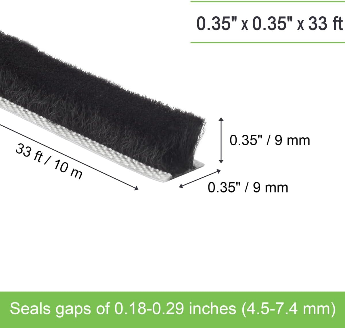 Self-Adhesive Weather Stripping Seal for Doors & Windows – Soundproof Insulation Gap Filler for Sliding, Exterior, Front, and Jamb Frames – 0.2" x 0.35" x 16.5 ft, Gray