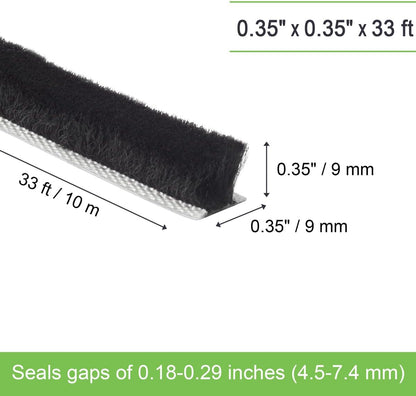 Self-Adhesive Weather Stripping Seal for Doors & Windows – Soundproof Insulation Gap Filler for Sliding, Exterior, Front, and Jamb Frames – 0.2" x 0.35" x 16.5 ft, Gray