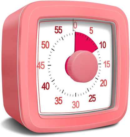 60 Minute Visual Timer for Kids and Adults, Non-Ticking 5.5 Inch Large Visual Countdown Timers for Classroom Desk, Kitchen Timer for Meeting, Working, Home and Cooking (White)