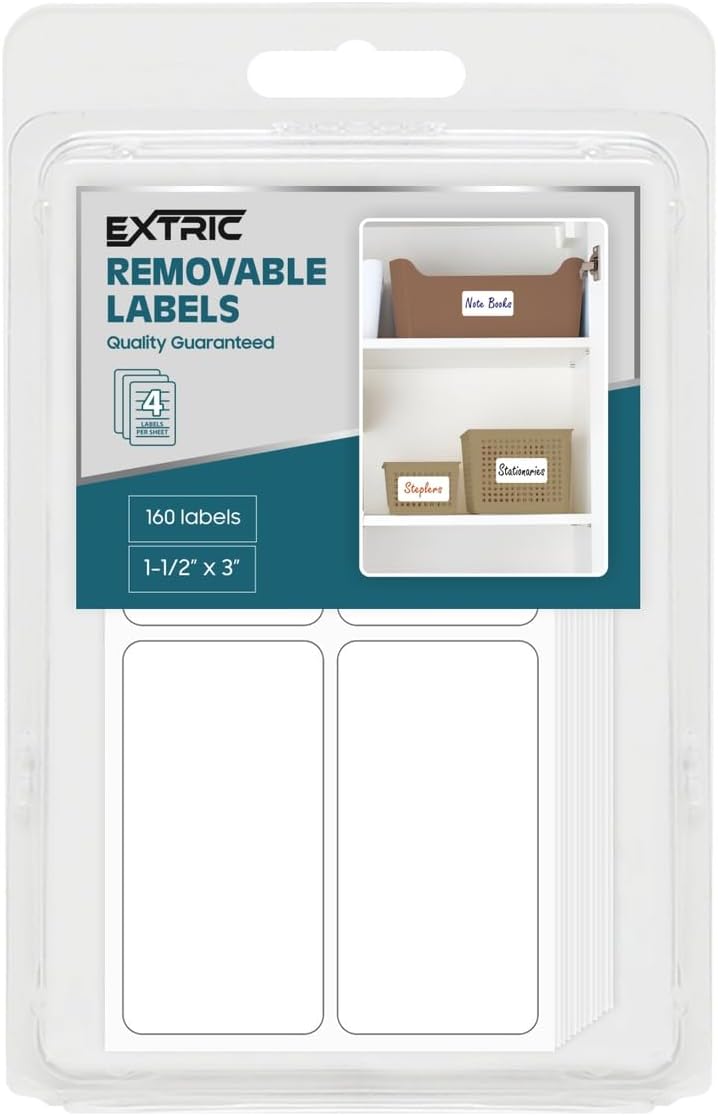 White Food Labels - 160 Removable Labels, 1.5 x 3-Inch