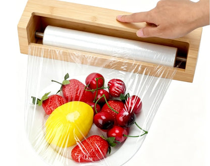 Plastic Wrap Dispenser with Cutter,Cling Wrap with Slide Cutter for Kitchen Storage Organization Holder for 12" Roll