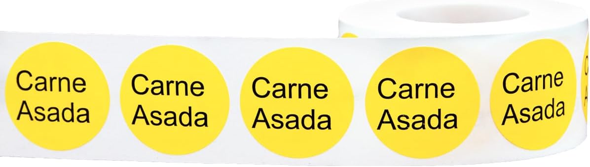 Yellow with Black Carnitas Circle Dot Adhesive Stickers, 1 Inch Round Labels, 500 Total Stickers
