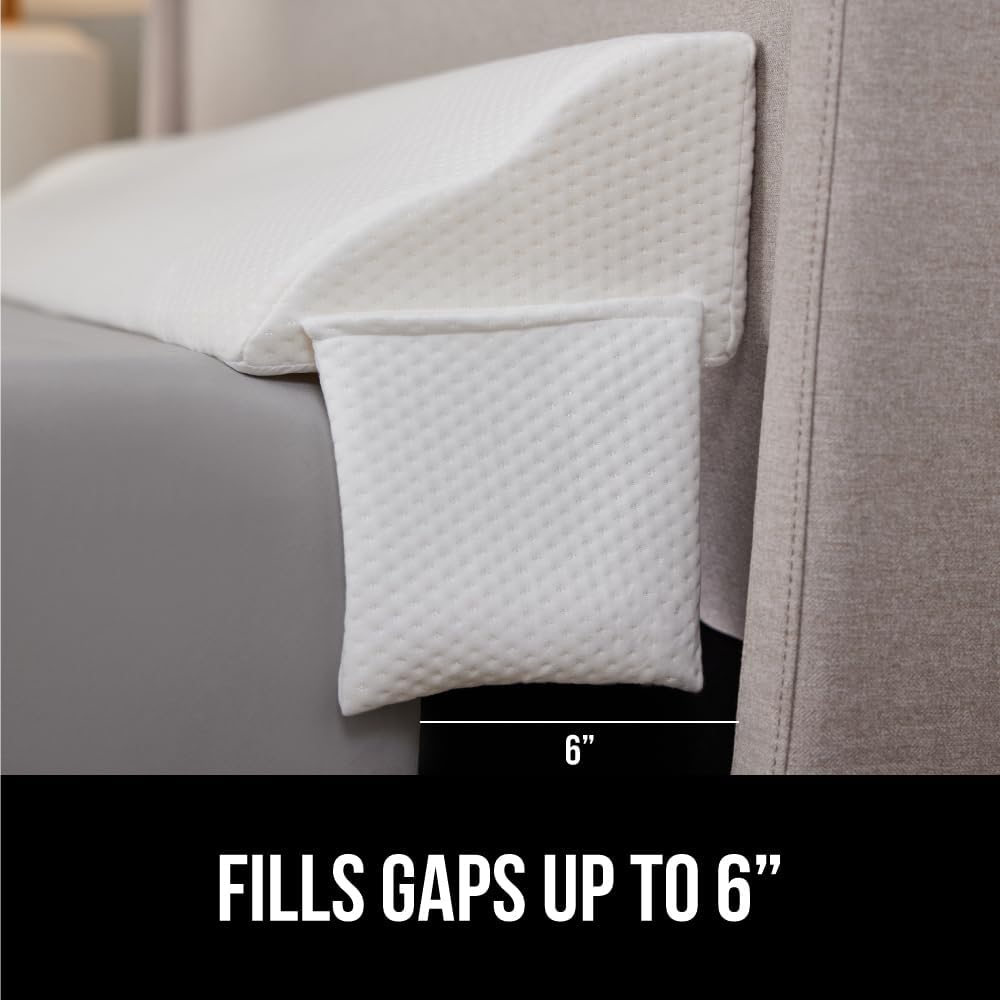 GORILLA GRIP Patented Bed Wedge Pillow for Headboard Gap, Filler Between Mattress Gaps, Comfortable Supportive High Density Cushioned Foam Pillows, Stay in Place Gripping Dots, King Soft Gray