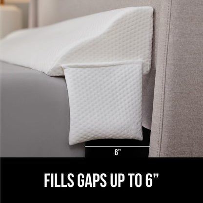GORILLA GRIP Patented Bed Wedge Pillow for Headboard Gap, Filler Between Mattress Gaps, Comfortable Supportive High Density Cushioned Foam Pillows, Stay in Place Gripping Dots, King Soft Gray
