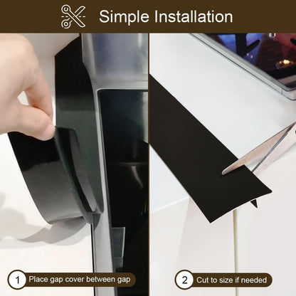 Silicone Stove Counter Gap Cover 30 Inch Side Range Gap Filler 2 Pack Black | Extra long kitchen stove gap covers, 0.2-1 inch gap, heavy 10 oz, cut to size, oven crack guards between stove and counter