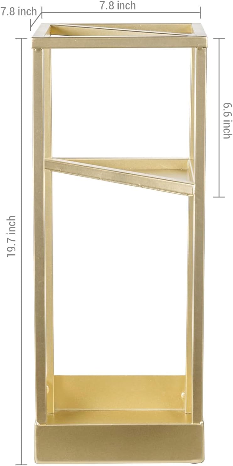 MyGift 20 Inch Brass Tone Metal Umbrella Stand with Drip Tray | Freestanding Rain Gear Storage - Long Short Umbrellas Canes Walking Sticks Entryway Lobby Office Floor Standing Drip Catcher