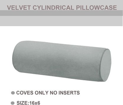 Neck Roll Pillowcases Velvet Cylindrical Pillow Covers 16"x6" with Hidden Zipper for House Home Decor Neck Roll Pillow Cervical Neck Roll Memory Pillow Cylinder Round Cushion (Black, 16x6)
