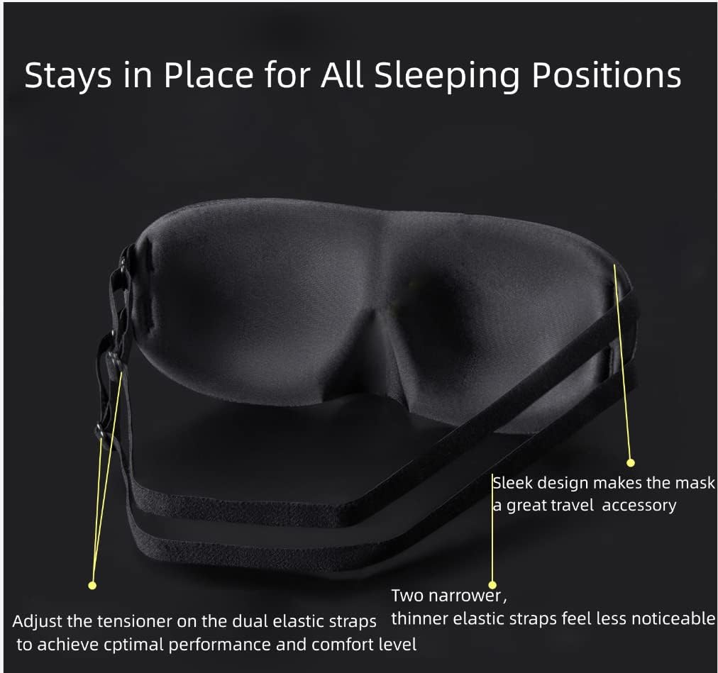 ALASKA BEAR Sleep Mask 2 Straps, Mulberry Silk, Twin Thin Elastic Bands Stay Put All Night, Smooth Eye Mask Two Adjustable Head Strings and Nose Baffle