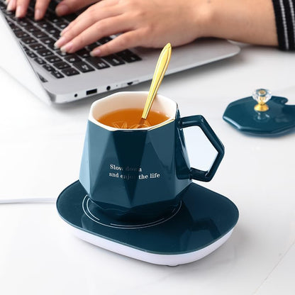 Coffee Warmer for Desk with Mug Set. Birthday Gifts Graduation Gifts for Woman. Coffee Cup Warmer with Automatic Shut Off, Heated Coffee Mug. Drink Warmer for Cocoa, Tea, Milk (Pink)