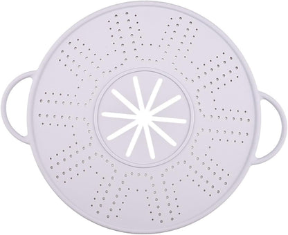 Silicone Spill Stopper Lid Silicone Splatter Screen Multi Use Round Oil Guard Mat Anti Overflow Cover for Cooking Pot, Purple