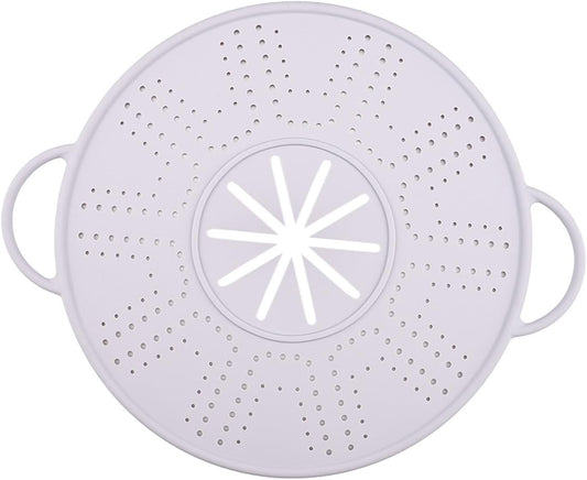 Silicone Spill Stopper Lid Silicone Splatter Screen Multi Use Round Oil Guard Mat Anti Overflow Cover for Cooking Pot, Purple
