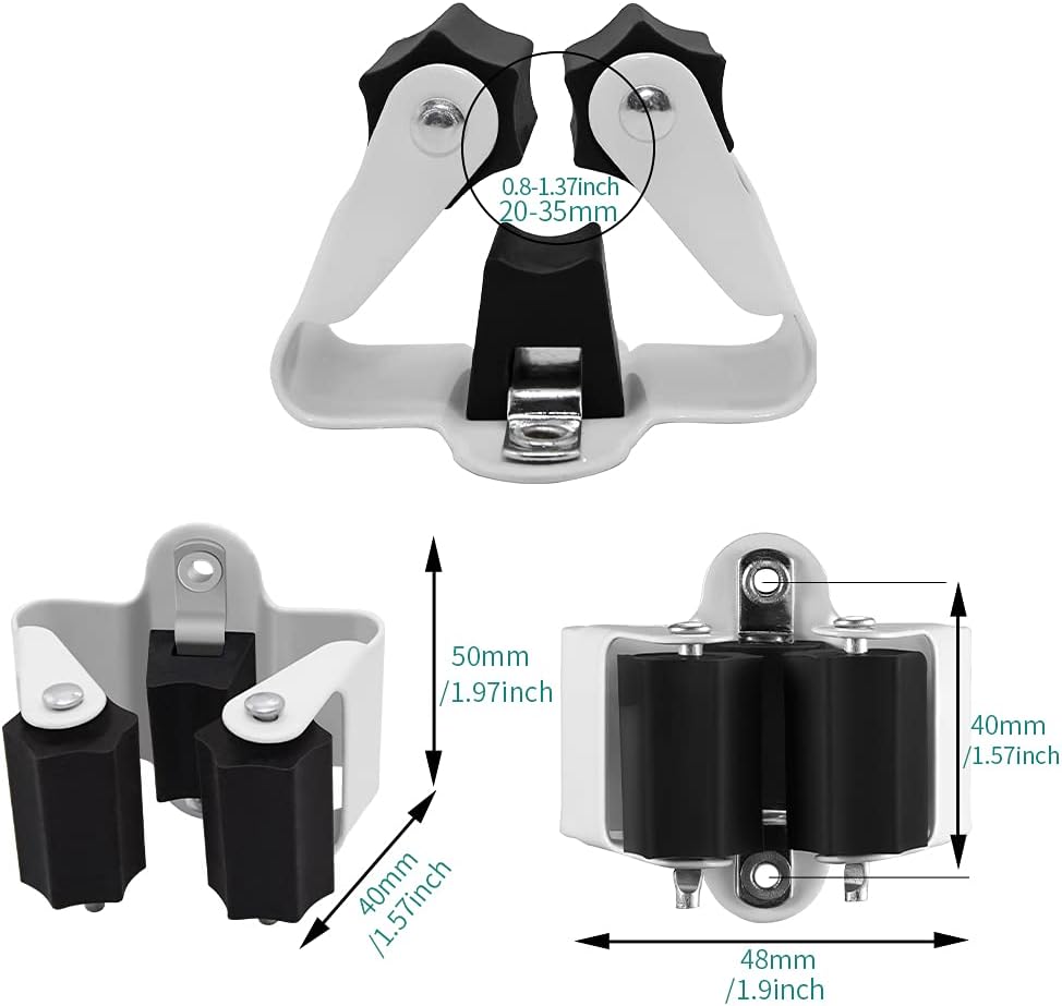 3-H Broom Holder Wall Mount 12 Pack, Heavy Duty Stainless Steel Mop and Broom Organizer Clips, Strong Grip Wall Mount Holders for Garage, Garden, Laundry Room & Utility Closet, Black