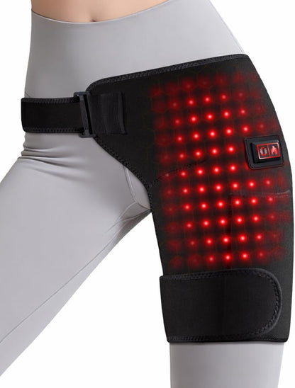 Red Light Hip Heating Pad for Sciatica & Hip Pain Relief, USB Powered Hip Brace with Vibration & 3 Heat Levels, Wearable Support for Lower Back, Thigh & Buttock