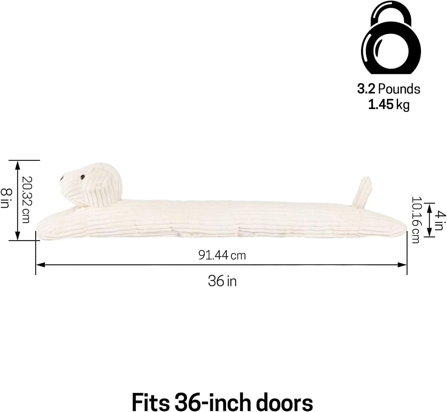 SWISSELITE 36 Inch Under Door Stopper, Decorative Door Noise Blocker | Weighted 3.2 Pounds Animal Air Draft Stopper Soundproof Energy Saver for Door & Window