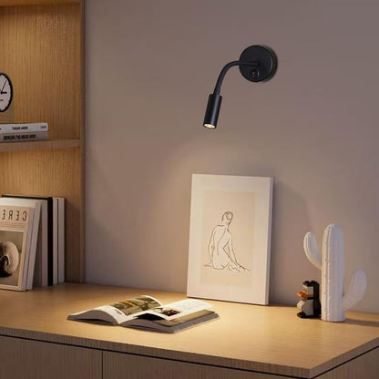 LED Reading Lamp 3W Warm White 3000K for Reading Books Black Plug Cord 2PCS (RS032)
