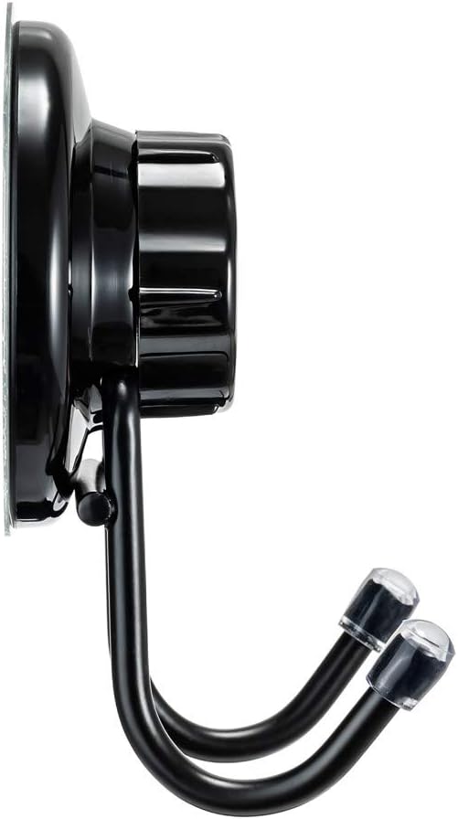SANNO Suction Cup Hooks, Shower Squeegee Holder, Towel Robe Loofah Holder, Bathroom Kitchen Shower Wall Hooks, Bathroom Accessories, Black (2 Pack)