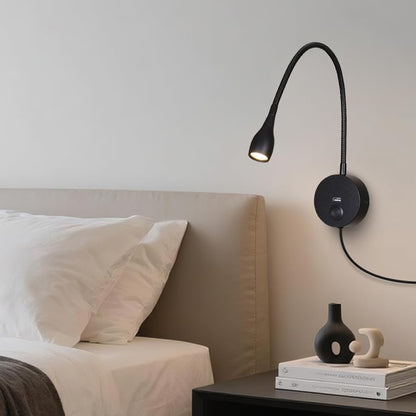 LED Reading Lamp 3W Warm White 3000K for Reading Books Black Plug Cord 2PCS (RS032)