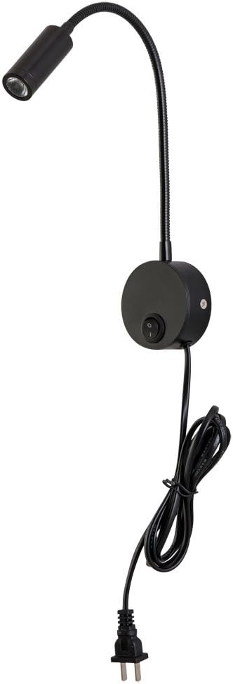Wall Mounted Reading Lamp LED 3W Warm White 3000K Hardwired for Reading Matt Black(Black Hard-Wired 2PCS)