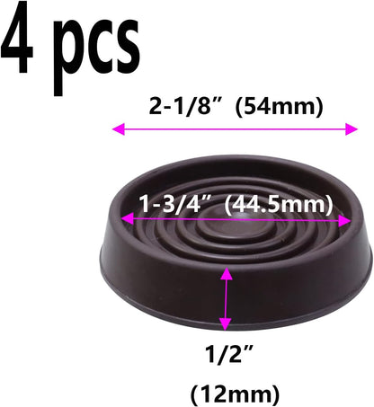 Semetall 1.5 Inch Rubber Caster Cups 8 Pack Black | Non Slip Furniture Coasters Floor Protectors for Bed Couch Table Chair