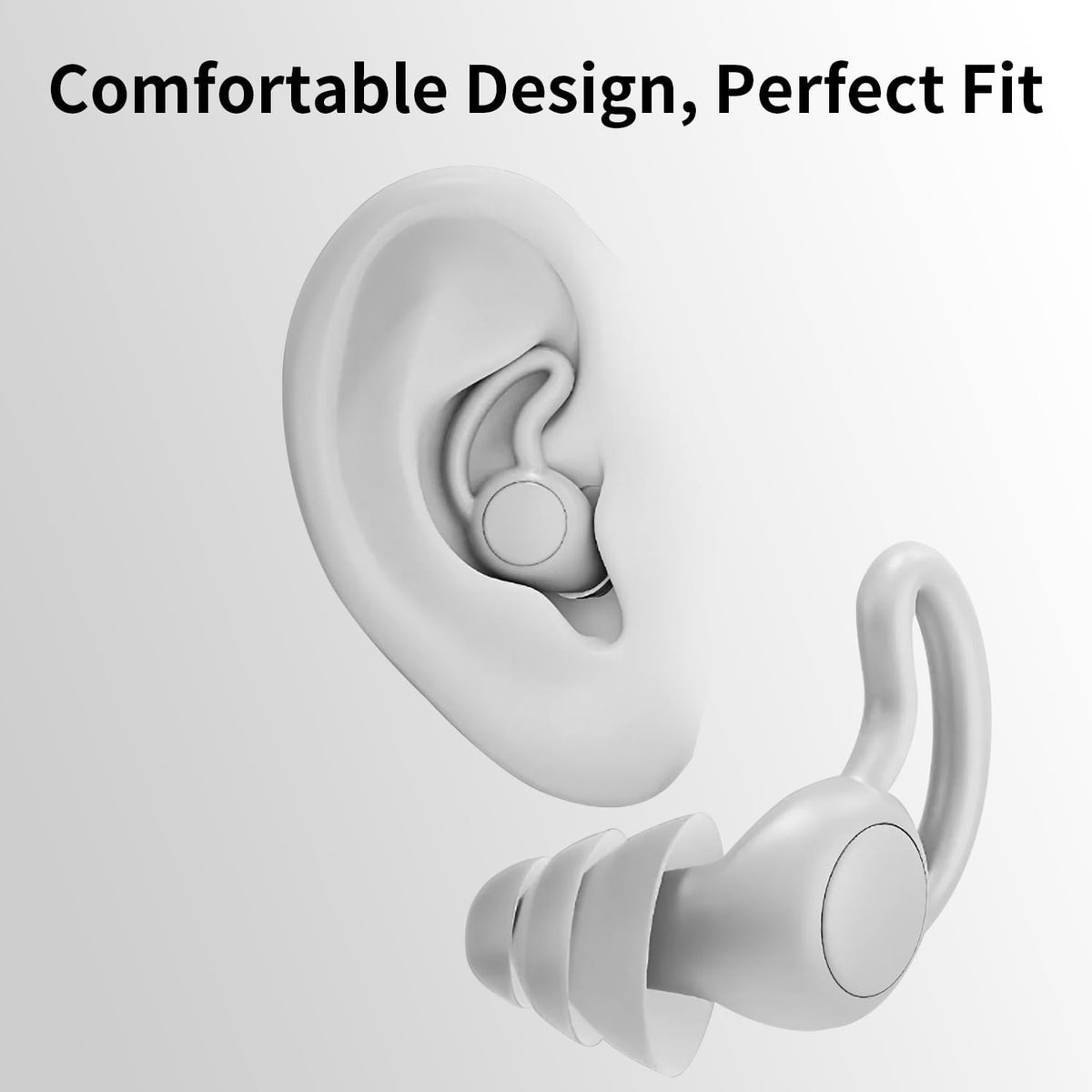 Noise Reduction Ear Plugs, NRR 50dB Ultra Comfortable Silicone Reusable Ear Plugs for Sleeping, Snoring Swimming, Studying, Concerts, Noise Cancelling and Hearing Protection Black