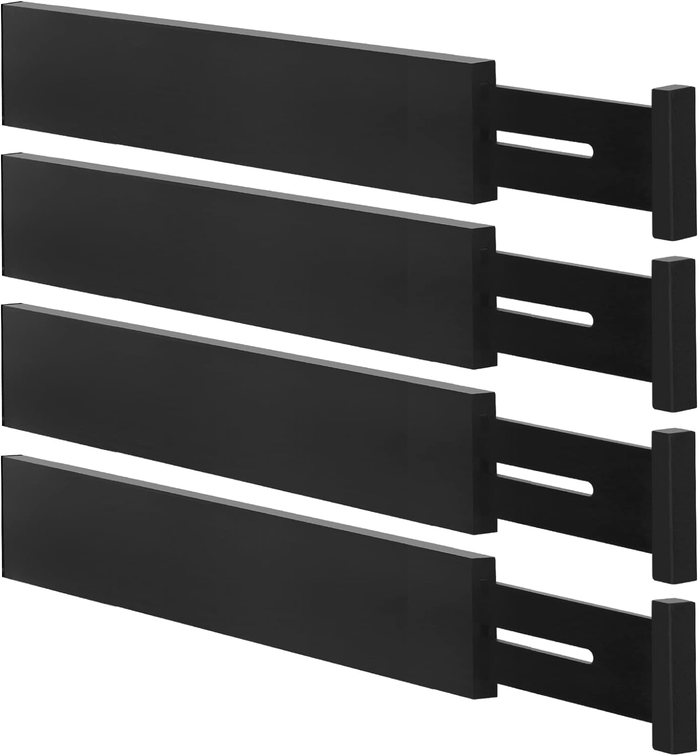 Bamboo Drawer Dividers, Adjustable Drawer Organizers, Fits 12.6–16" Drawers | 2.5" High, 4 Pack Expandable Drawer Separators for Kitchen, Nursery, Dressers & Office Storage, Natural