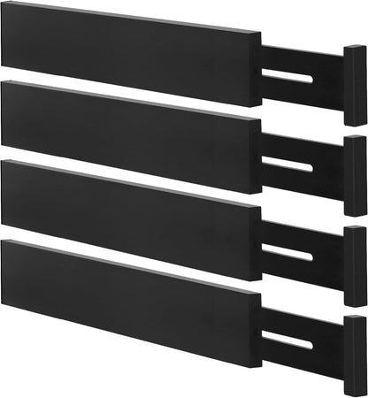 Bamboo Drawer Dividers, Adjustable Drawer Organizers, Fits 12.6–16" Drawers | 2.5" High, 4 Pack Expandable Drawer Separators for Kitchen, Nursery, Dressers & Office Storage, Natural