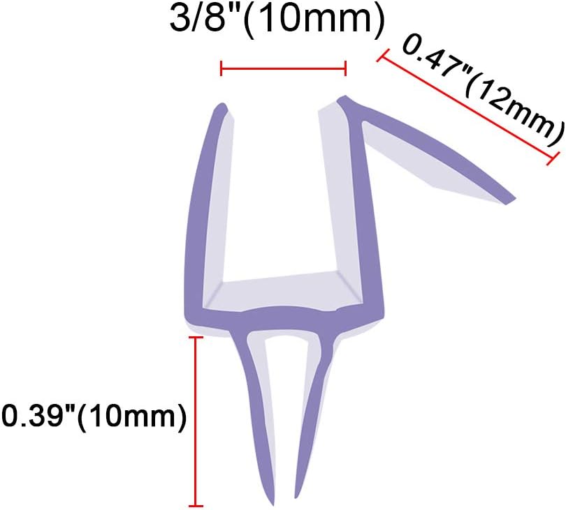 Frameless Glass Shower Door Sweep for 3/8" Glass, Bottom Seal with Drip Rail, 27.5" Long