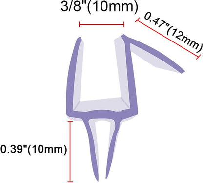 Frameless Glass Shower Door Sweep for 3/8" Glass, Bottom Seal with Drip Rail, 27.5" Long