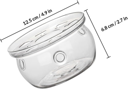 INOOMP Household Glass Teapot Warmer with Borosilicate Heating Base, Desktop Tea Warmer Accessory for Tea Ceremony and Restaurant Use, Heat-Resistant Glass Heating Stand
