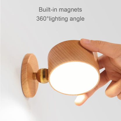 Wood Wall Sconce Cordless,Magnetic Wall Mounted(Sapele) | USB C Rechargeable, Dimming Night Light,for Bedside,Cabinet,Reading,Home Decor