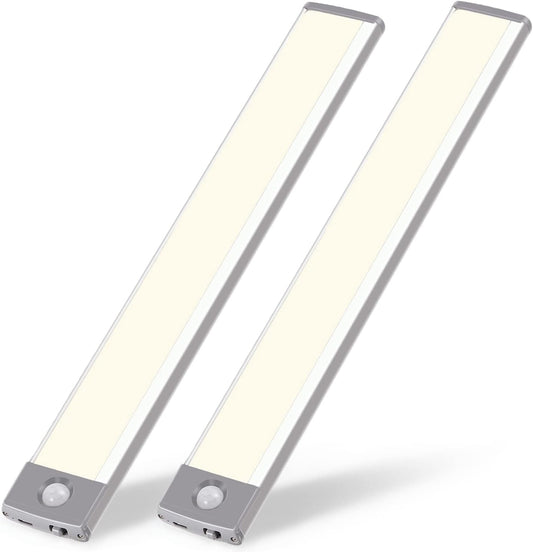 Rechargeable Motion Sensor Led Lights Ultra Thin Softer Under Counter 54-LED Closet Lighting Battery Operated Light Kitchen Under Cabinet Lighting Stick On Lights Night Light Wireless Light (2PACK)