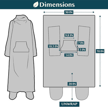 PAVILIA Fleece Blanket with Sleeves and Foot Pockets Women Men, Dark Purple