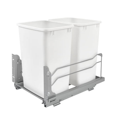 Rev-A-Shelf Double Pullout Trash Can w/Soft-Close Slides, 14.5" Min Opening | Large Capacity Garbage/ Recycling Waste Bins for Under Kitchen Cabinets, Heavy Gauge Wire Construction, 53WC-1835SCDM-211