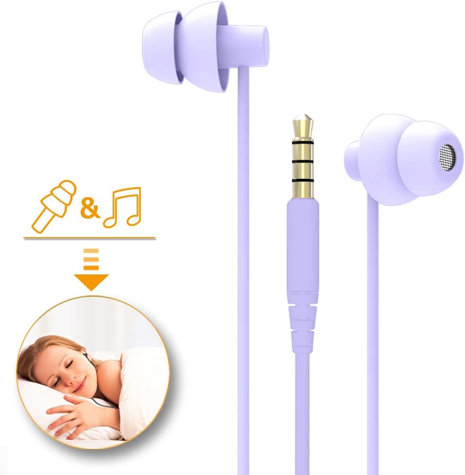 MAXROCK Sleep Earbuds,Ultra Soft Lightweight Sleep Earphones Headphones with Volume Control and Mic for Insomnia, Side Sleeper, Snoring, Air Travel, Meditation & Relaxation (Acid Blue)