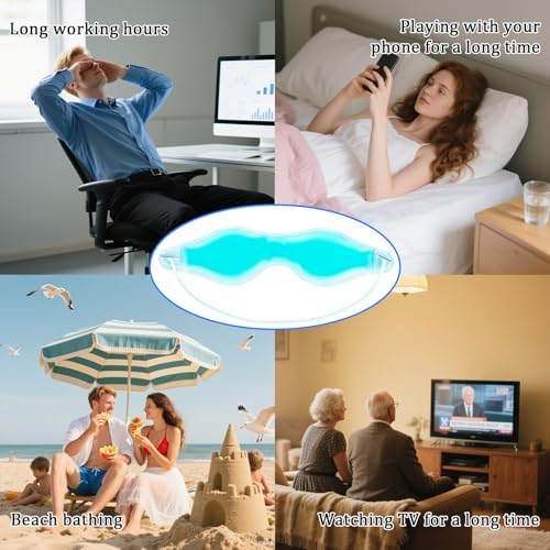 Cooling Eye Mask - Gel Ice Pack Reusable Cooling Eye Pads and Under Patches,Eye Hot Cold Treatment for Redness,Pain Relief Relax.